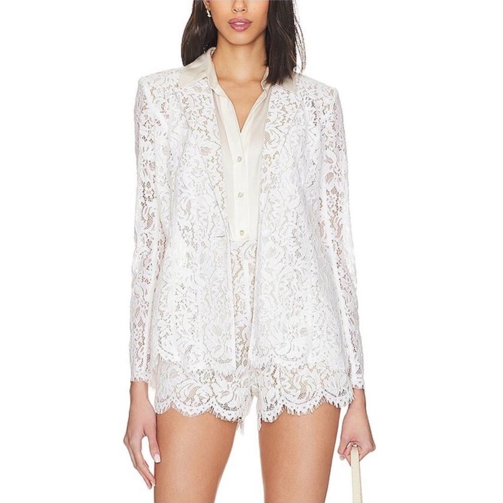L’AGENCE BRAND NEW Clementine Lace White Blazer Bridal Shower Brunch Size 2